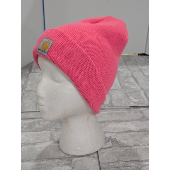 CARHARTT Raspberry Pink Watch Cap Knit Cuffed Beanie Hat Youth Child One Size OS - Picture 2 of 9